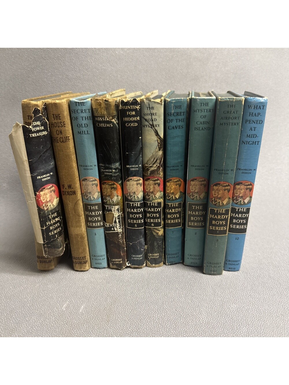 Hardy Boys Vintage Book Lot, #1-10 Hardcover Some Dust Jackets Rough Condition